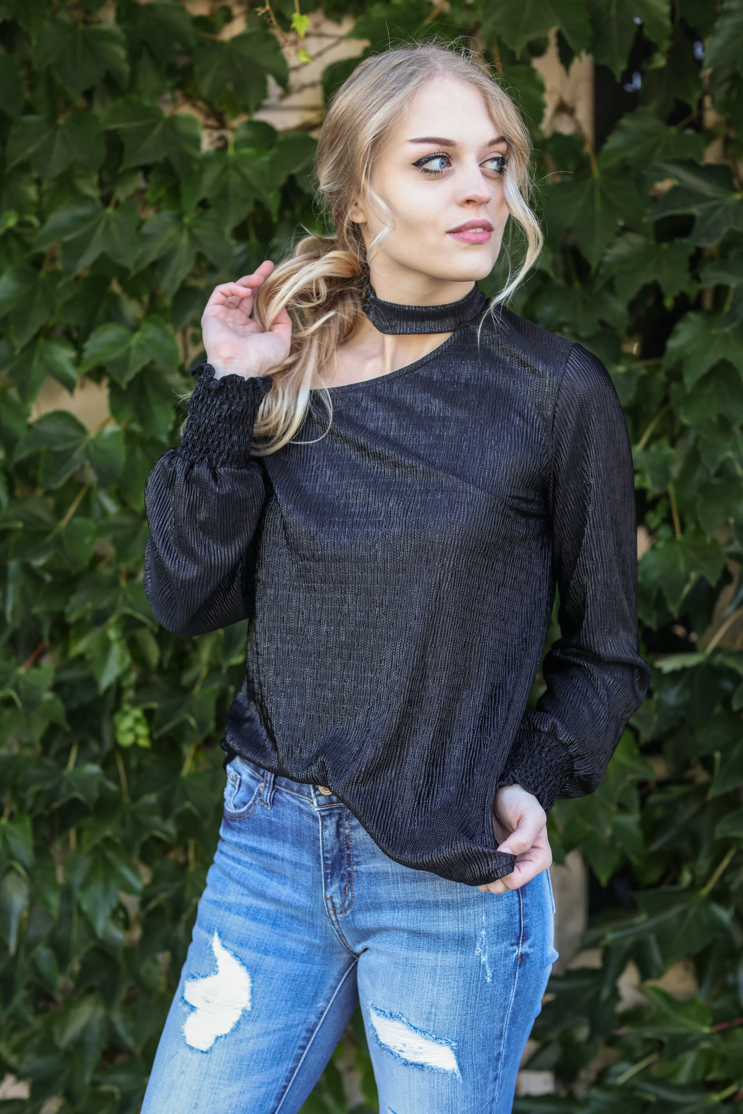 Party Girl Black Asymmetric Top