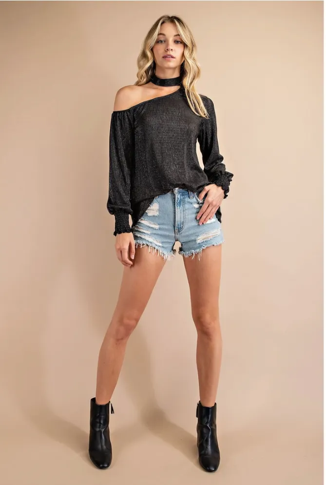 Party Girl Black Asymmetric Top