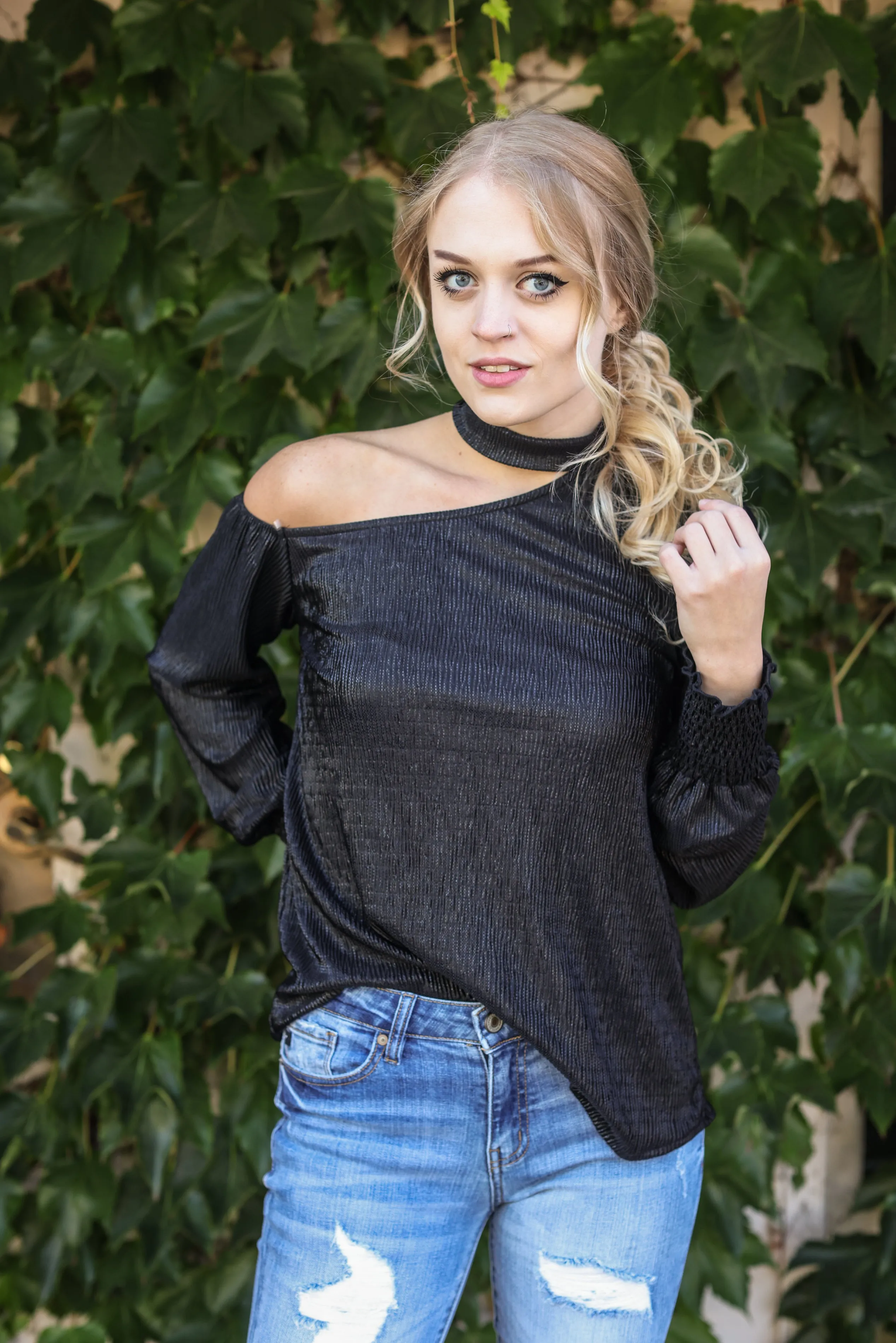 Party Girl Black Asymmetric Top