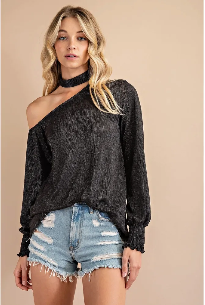 Party Girl Black Asymmetric Top