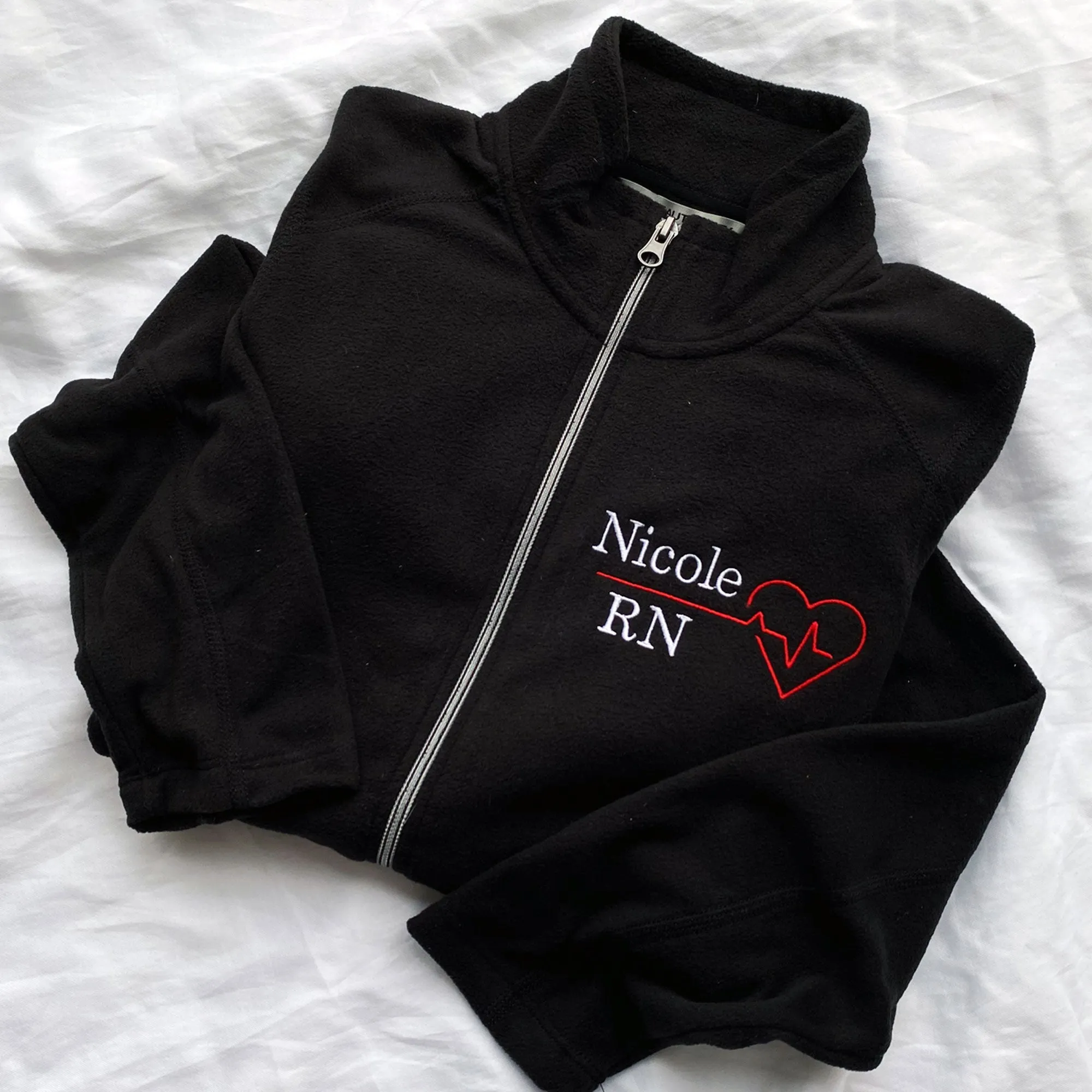 Personalized Heartbeat Nurse Fleece Full Zip