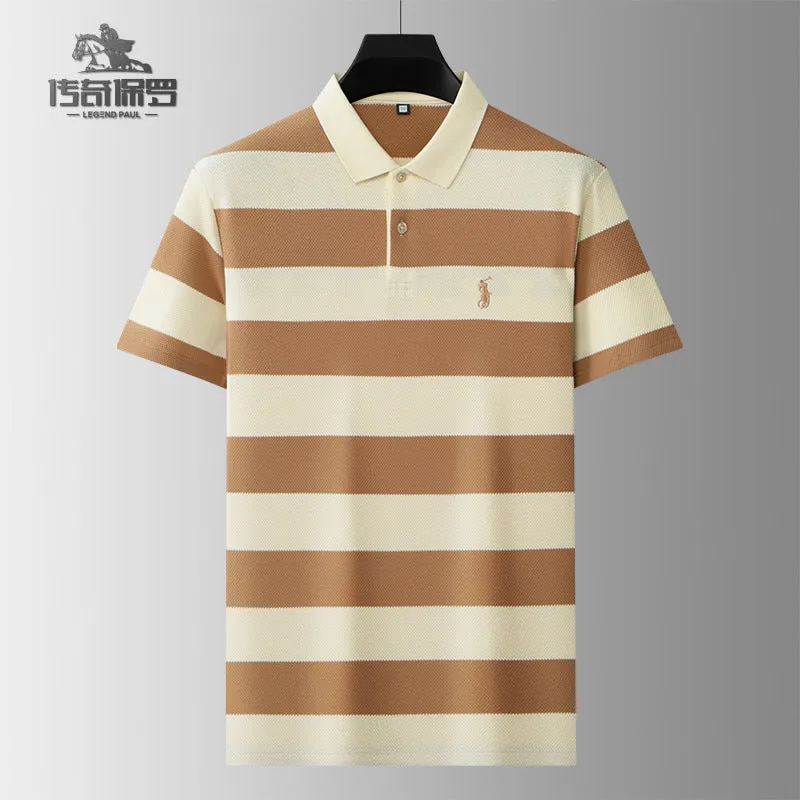 Pineapple Pattern Striped Polo Shirt