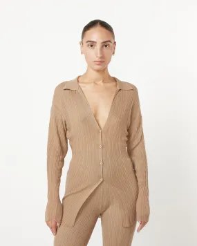 Pleat Knit Shirt in Oak