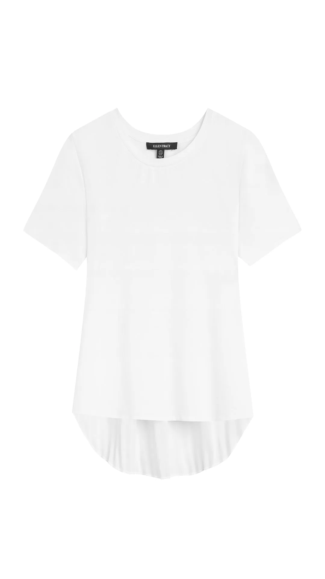 PLEATED CHIFFON CREWNECK TEE