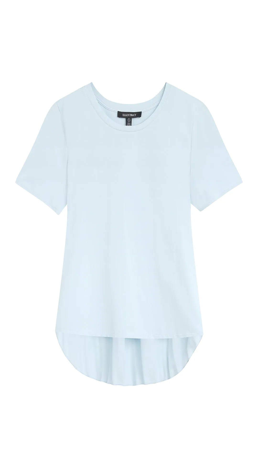 PLEATED CHIFFON CREWNECK TEE