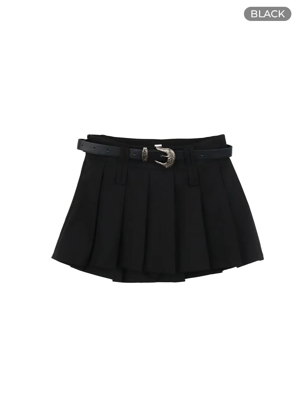 Pleated Mini Skirt with Belt IA417