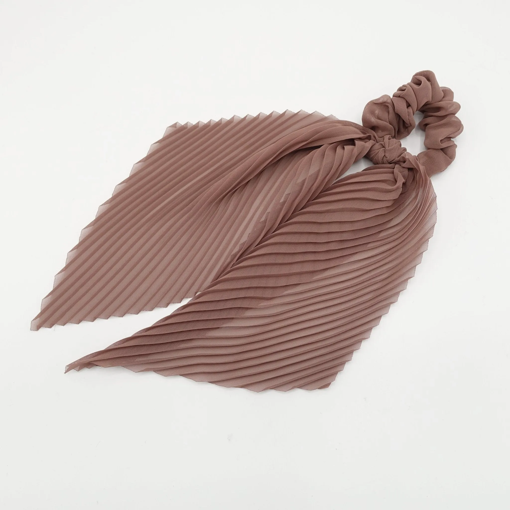 pleated scrunchies chiffon bow long tail scarf hair tie scrunchie