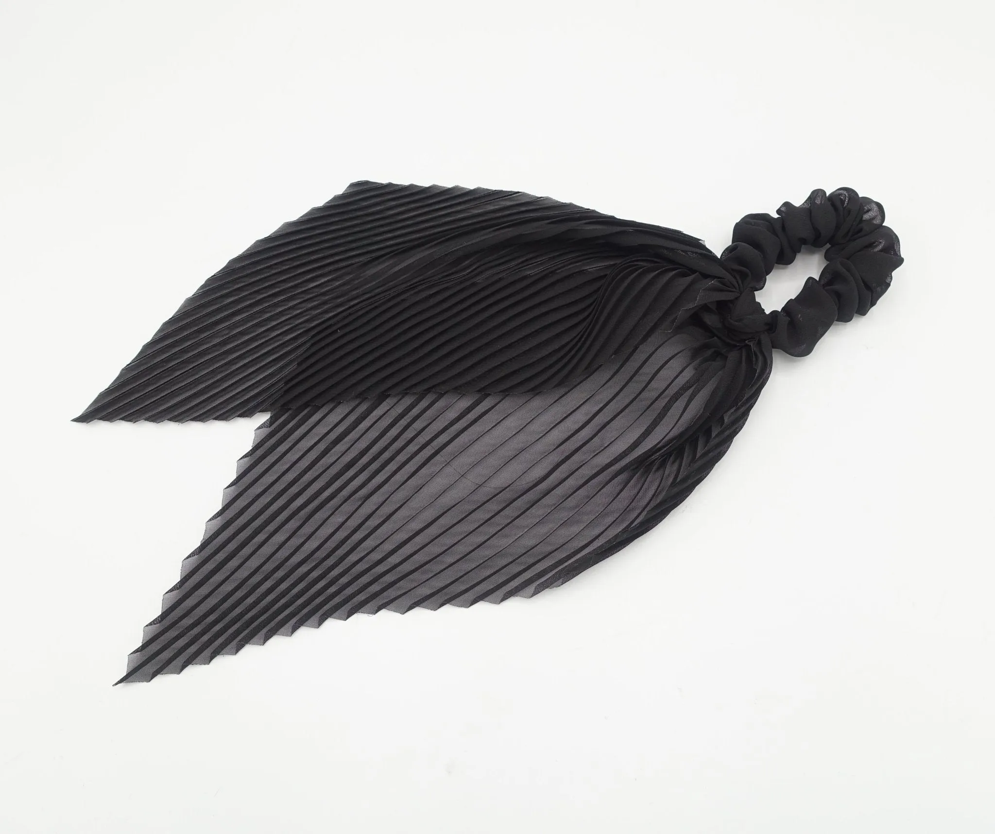 pleated scrunchies chiffon bow long tail scarf hair tie scrunchie