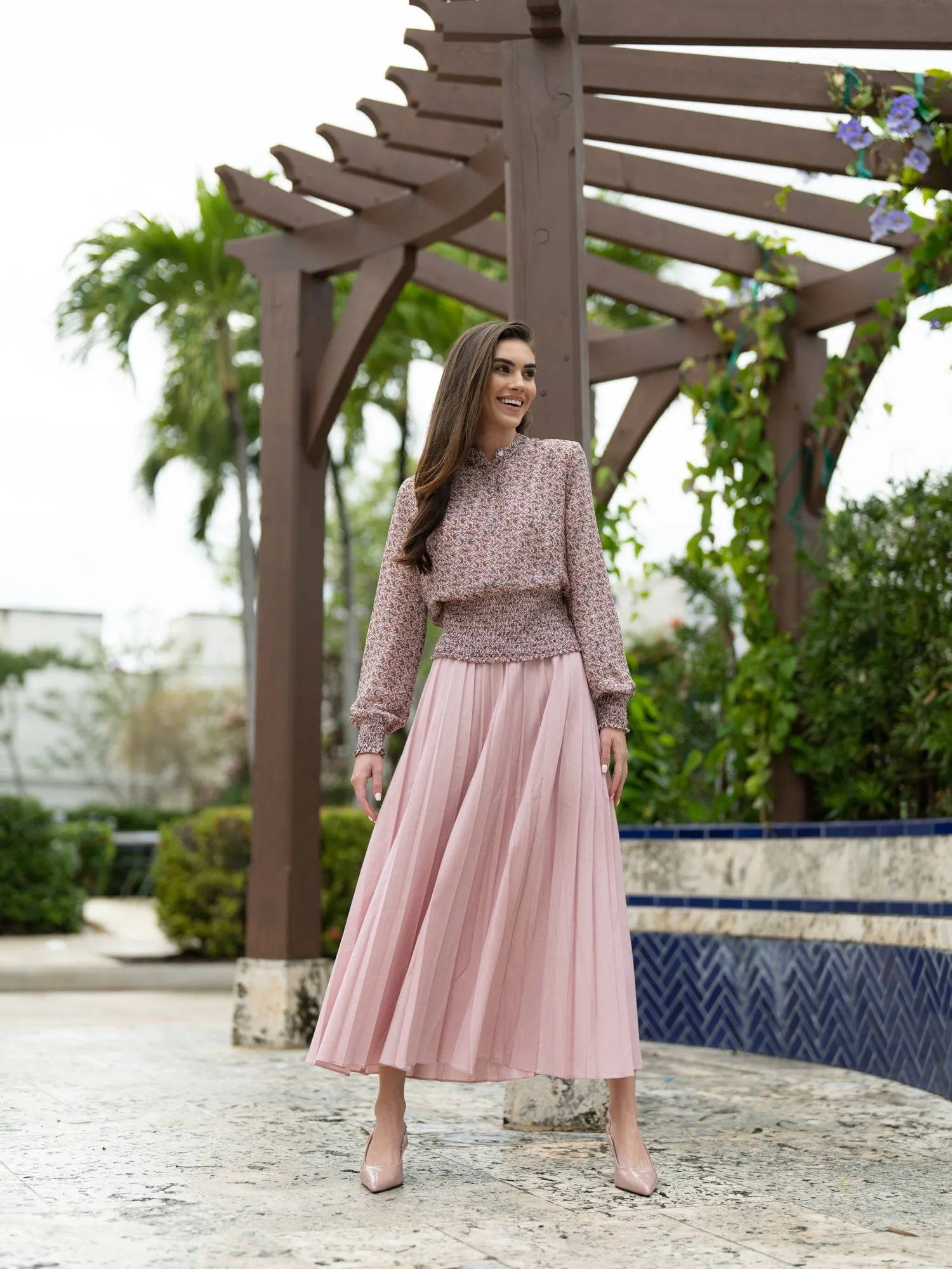 PLEATED SKIRT 37"-PINK