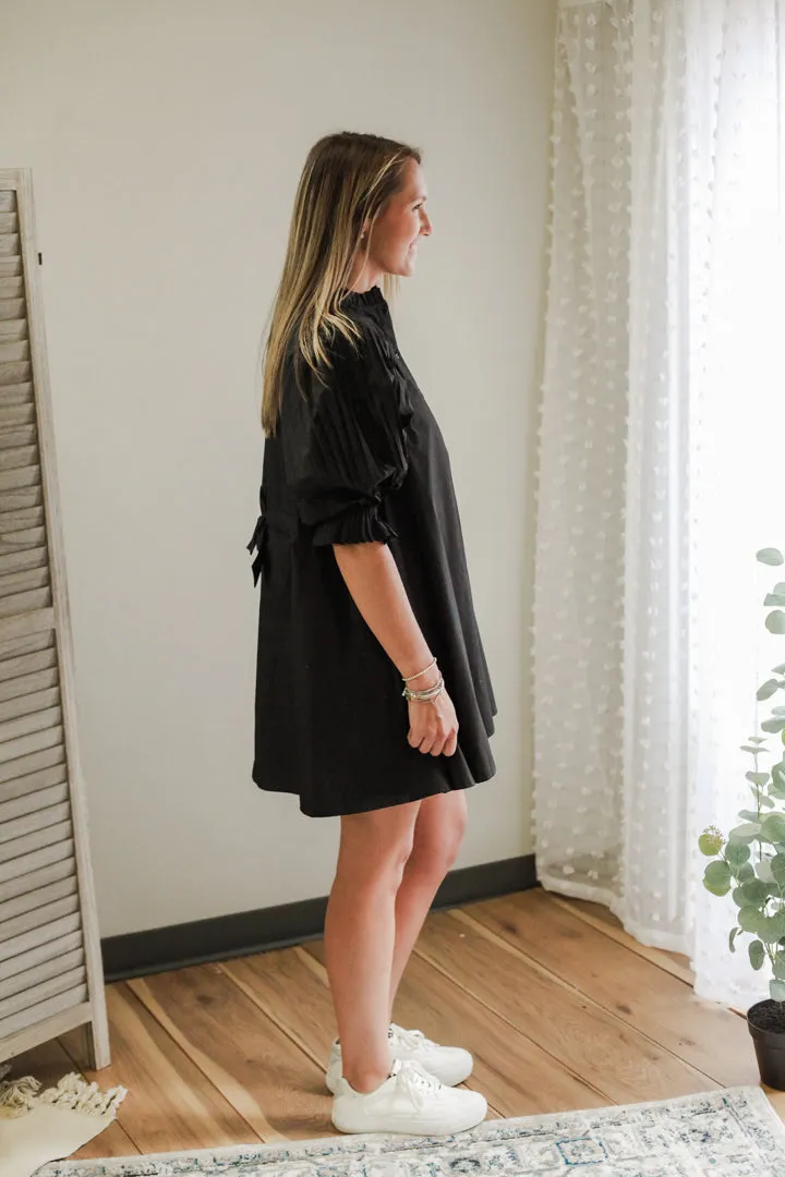 Pleated Sleeve Dress