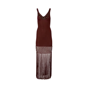 Plunging Beaded Maxi Dress