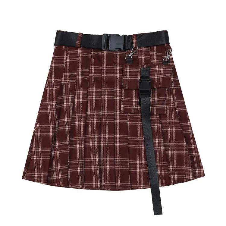 Punk Plaid Red Skirt SD00215