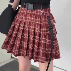 Punk Plaid Red Skirt SD00215