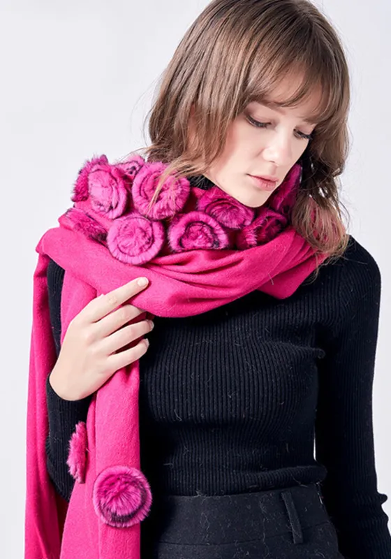 Real Fur Flower Scarf