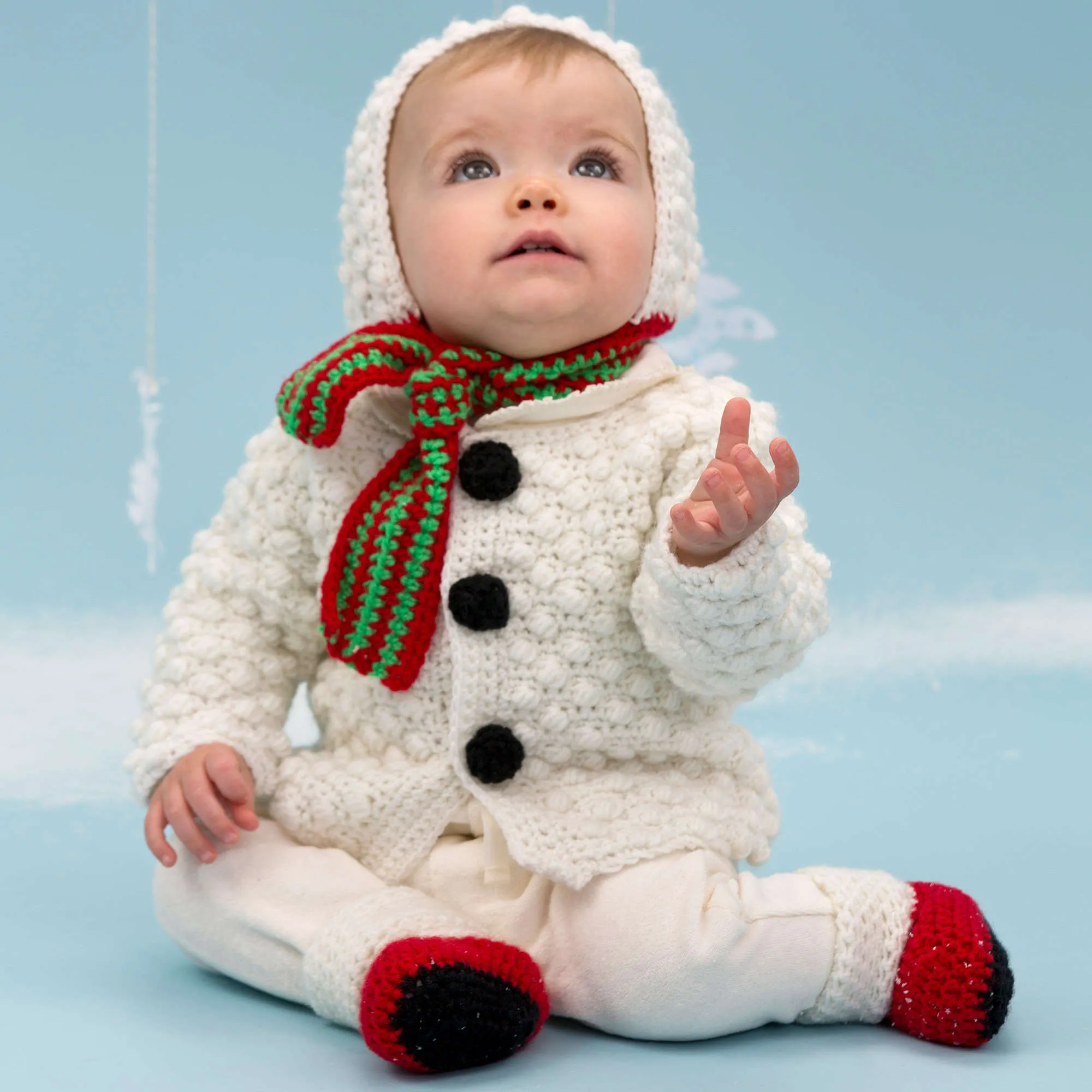 Red Heart Crochet Snowman Cutie Baby Set