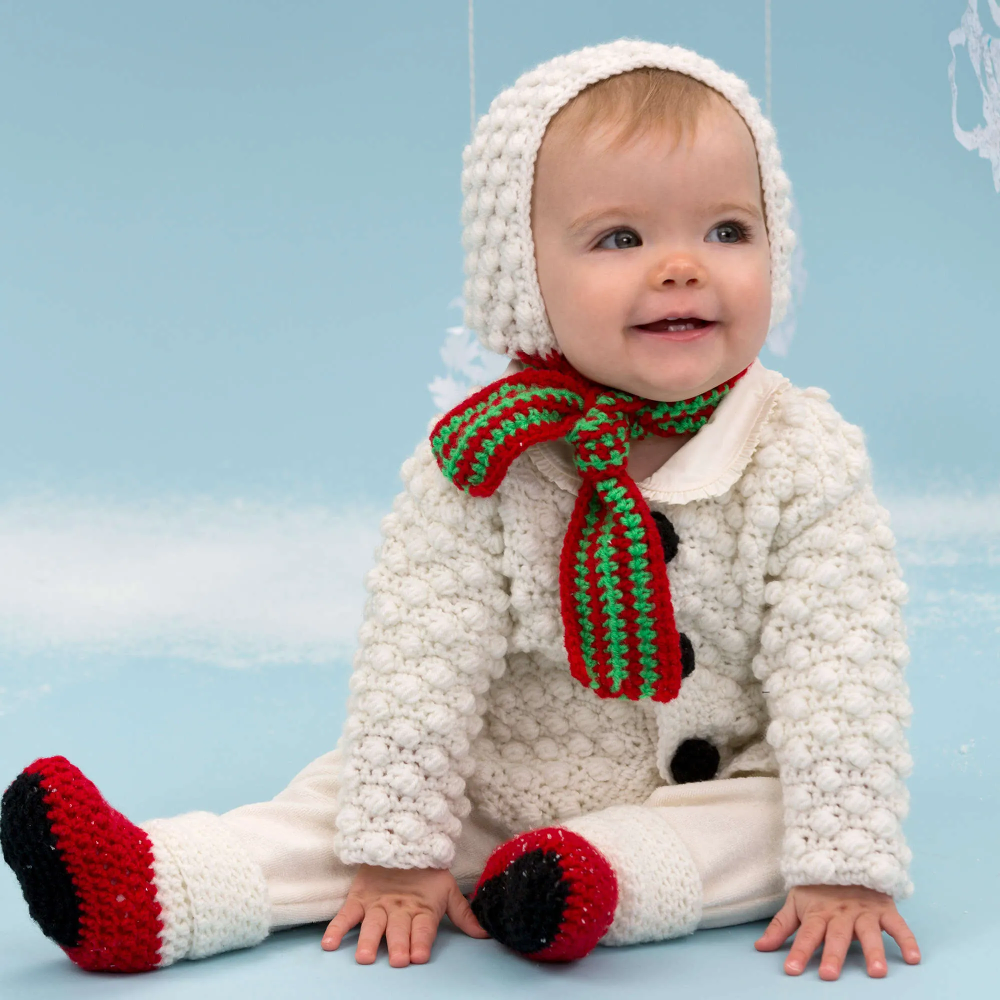 Red Heart Crochet Snowman Cutie Baby Set