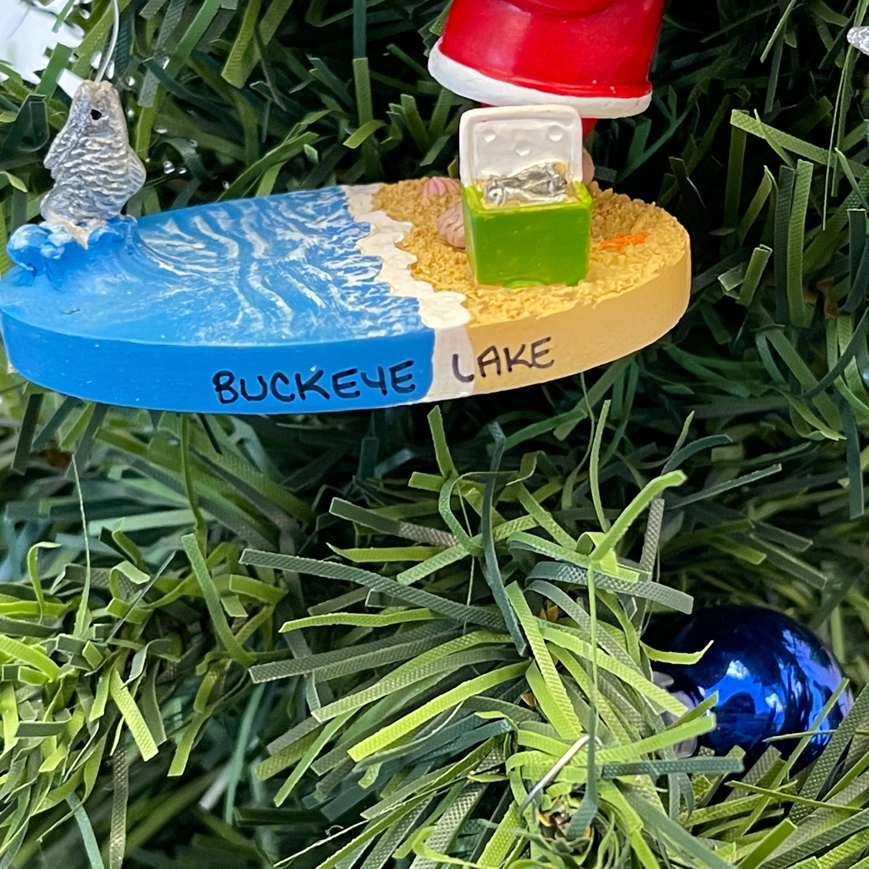 Resin Ornament - Santa Surf Fishing