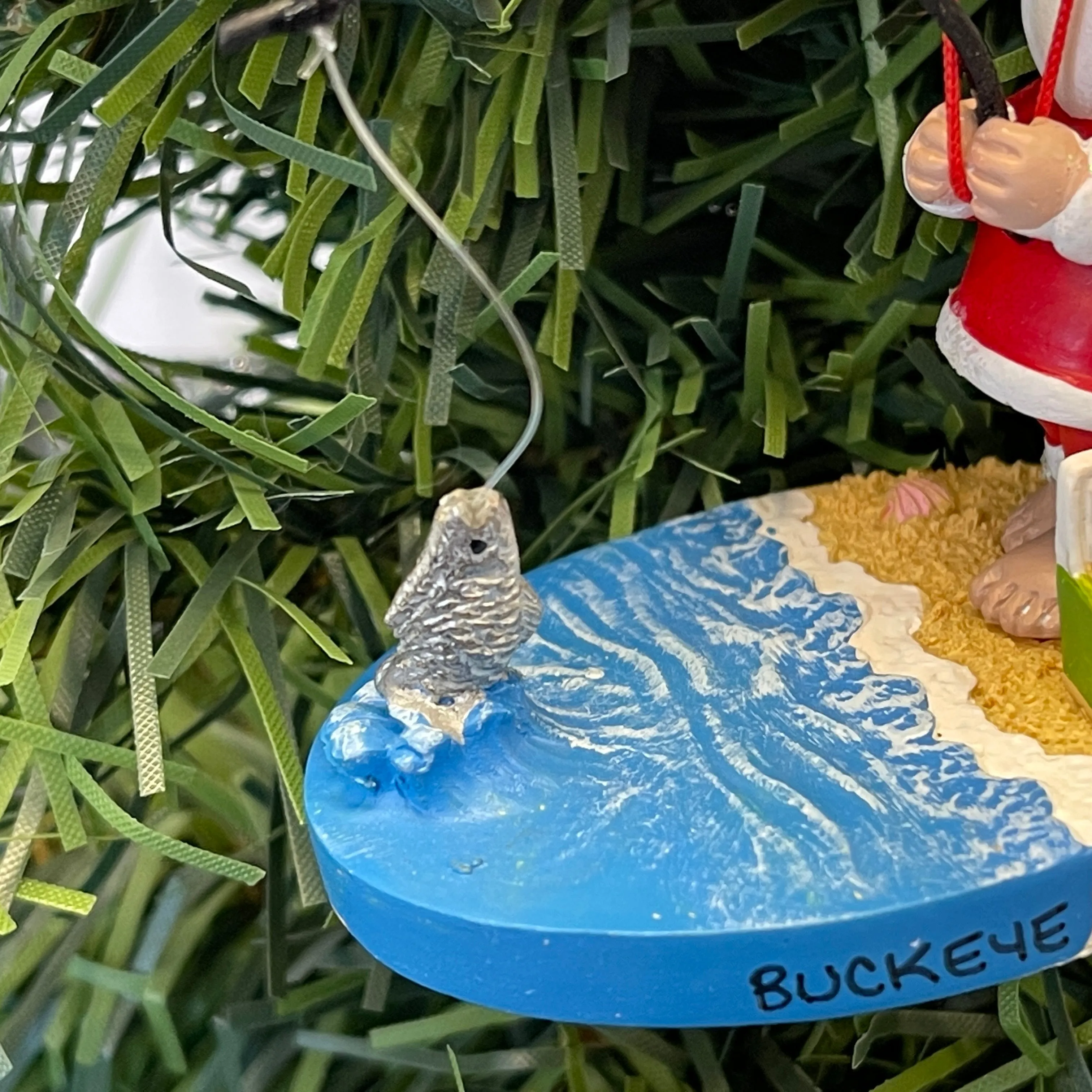 Resin Ornament - Santa Surf Fishing