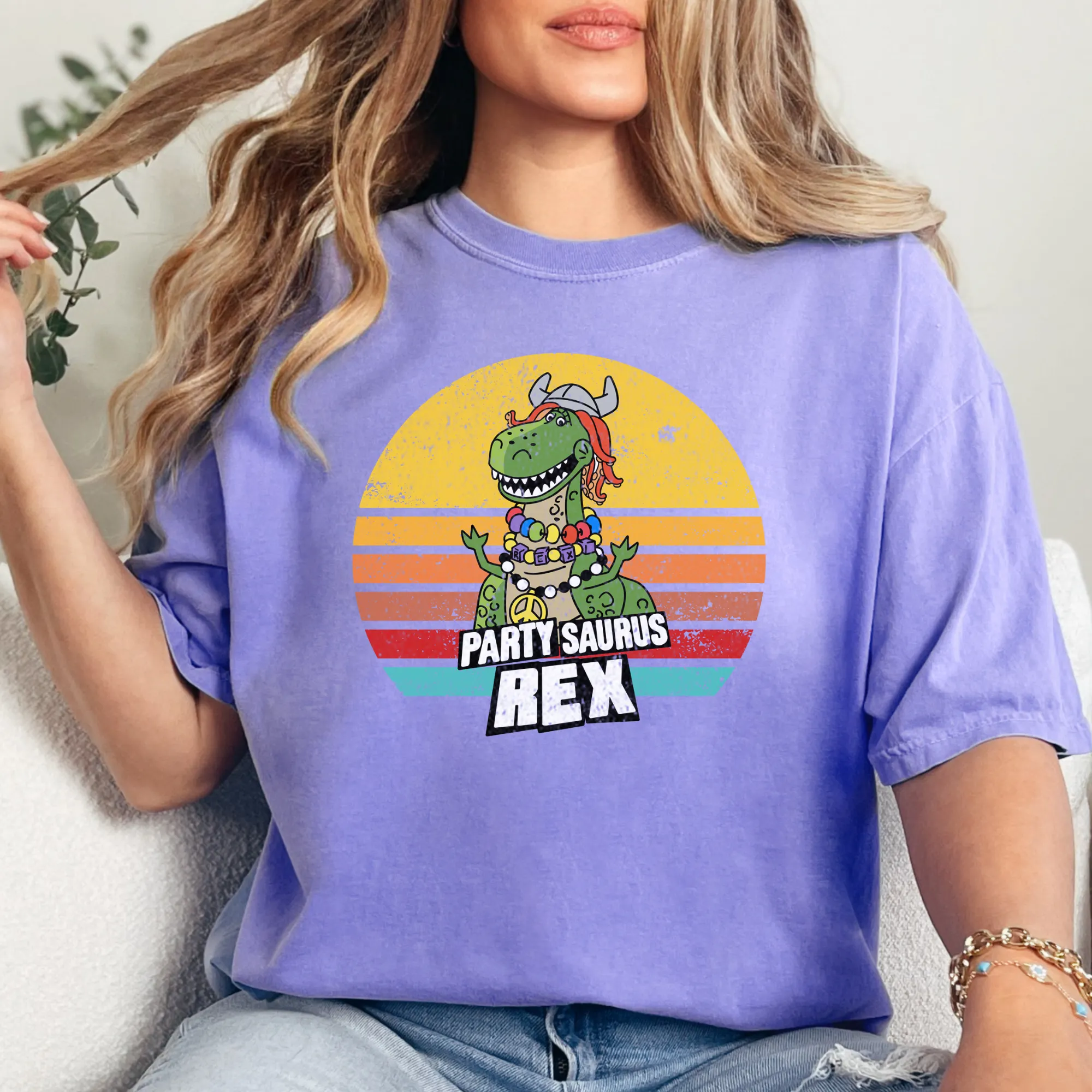 Retro Party Dinosaur Shirt for Women