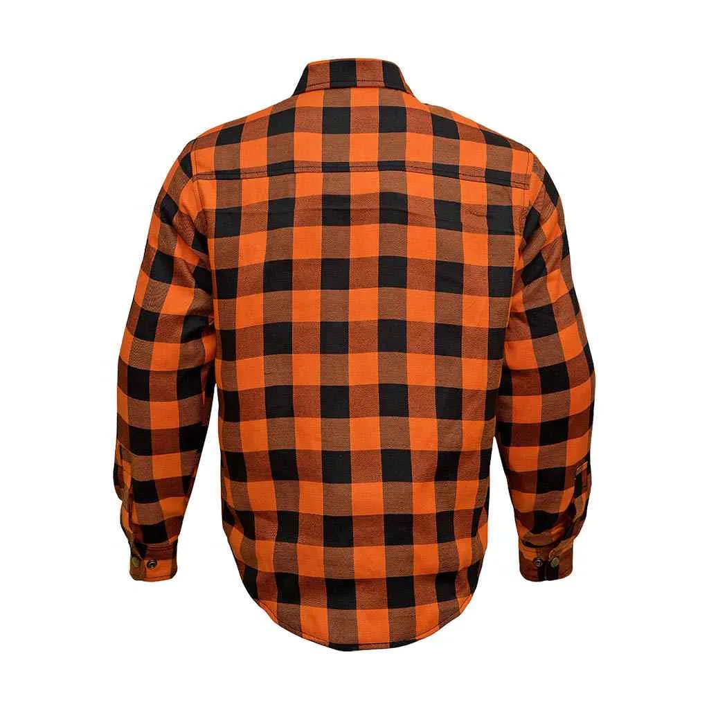 RIDERACT® Men's Motorcycle Riding Reinforced Flannel Shirt Road Series Orange