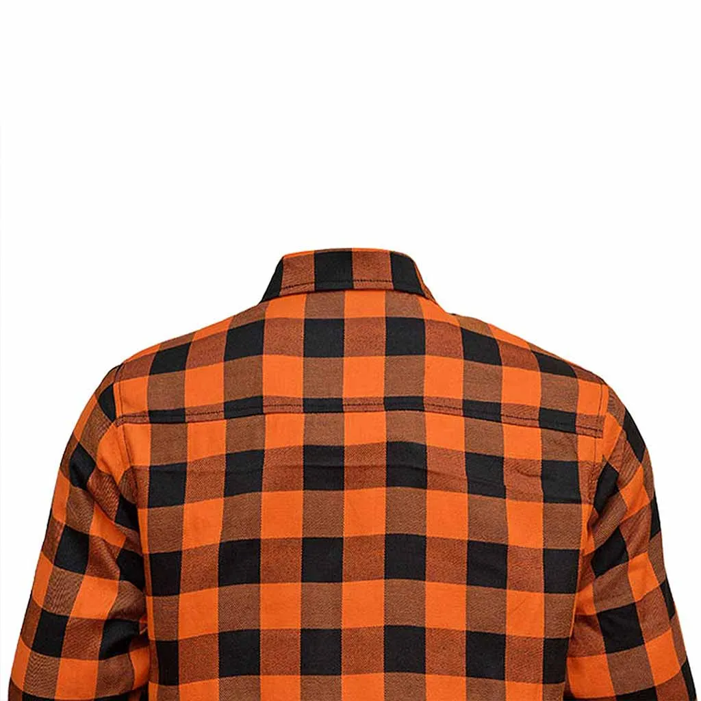 RIDERACT® Men's Motorcycle Riding Reinforced Flannel Shirt Road Series Orange