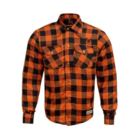 RIDERACT® Men's Motorcycle Riding Reinforced Flannel Shirt Road Series Orange