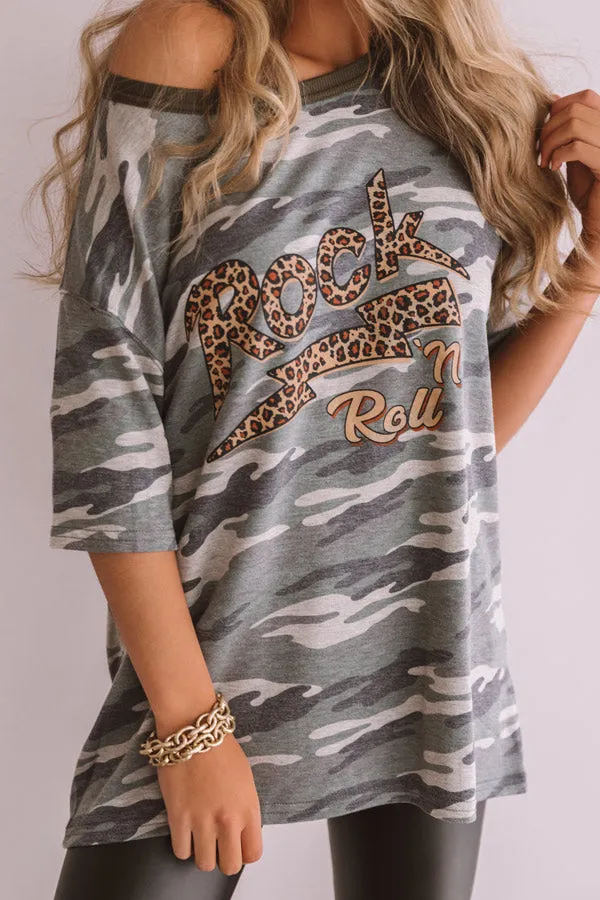 Rock N' Roll Leopard Shift Tee In Camo