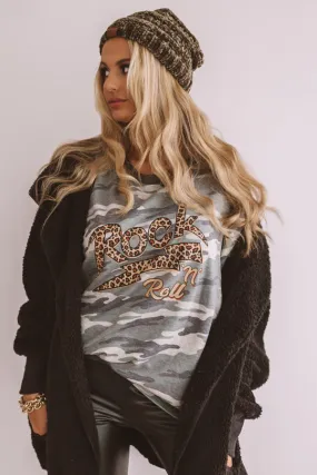 Rock N' Roll Leopard Shift Tee In Camo