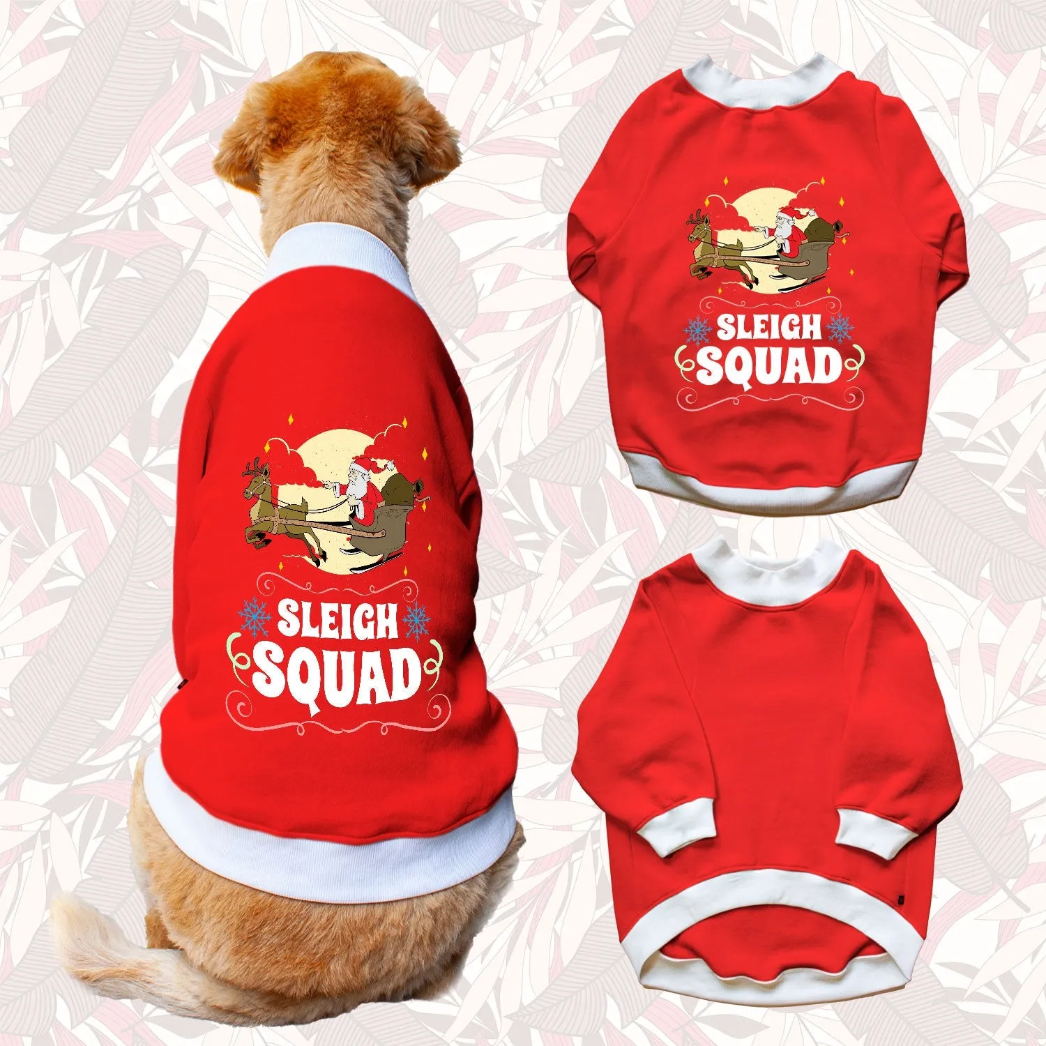 Ruse 'Basics' "Sleigh Squad" Printed Crew Neck Full Sleeve Sweatshirt For Dogs