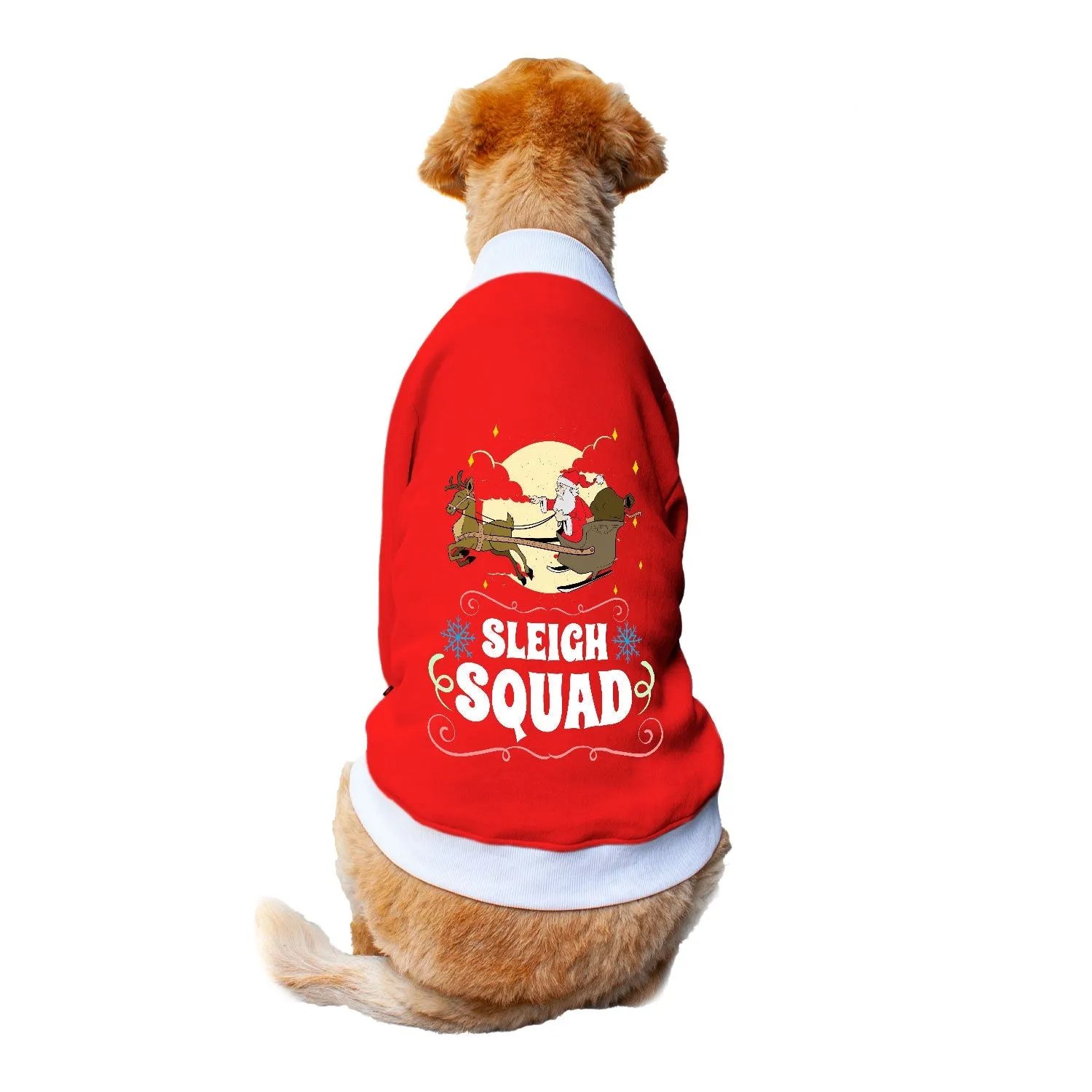 Ruse 'Basics' "Sleigh Squad" Printed Crew Neck Full Sleeve Sweatshirt For Dogs