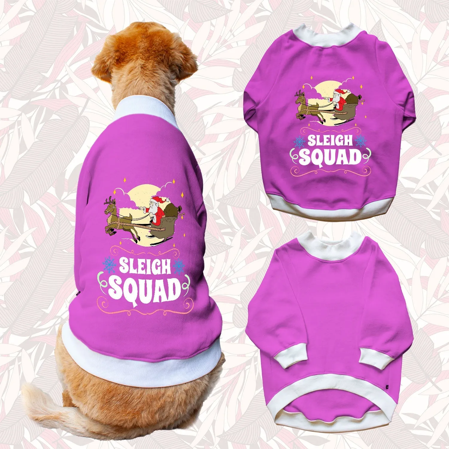 Ruse 'Basics' "Sleigh Squad" Printed Crew Neck Full Sleeve Sweatshirt For Dogs