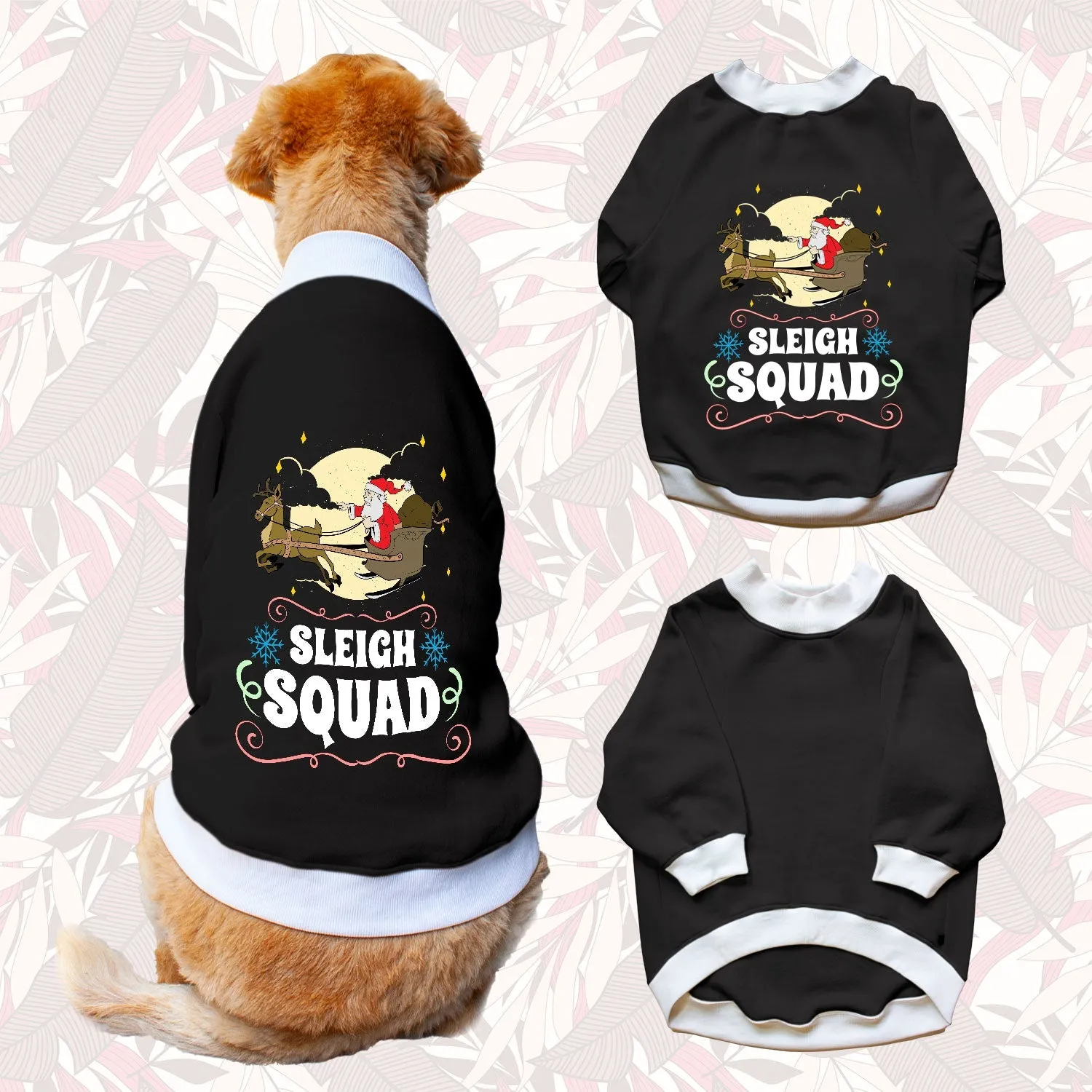 Ruse 'Basics' "Sleigh Squad" Printed Crew Neck Full Sleeve Sweatshirt For Dogs