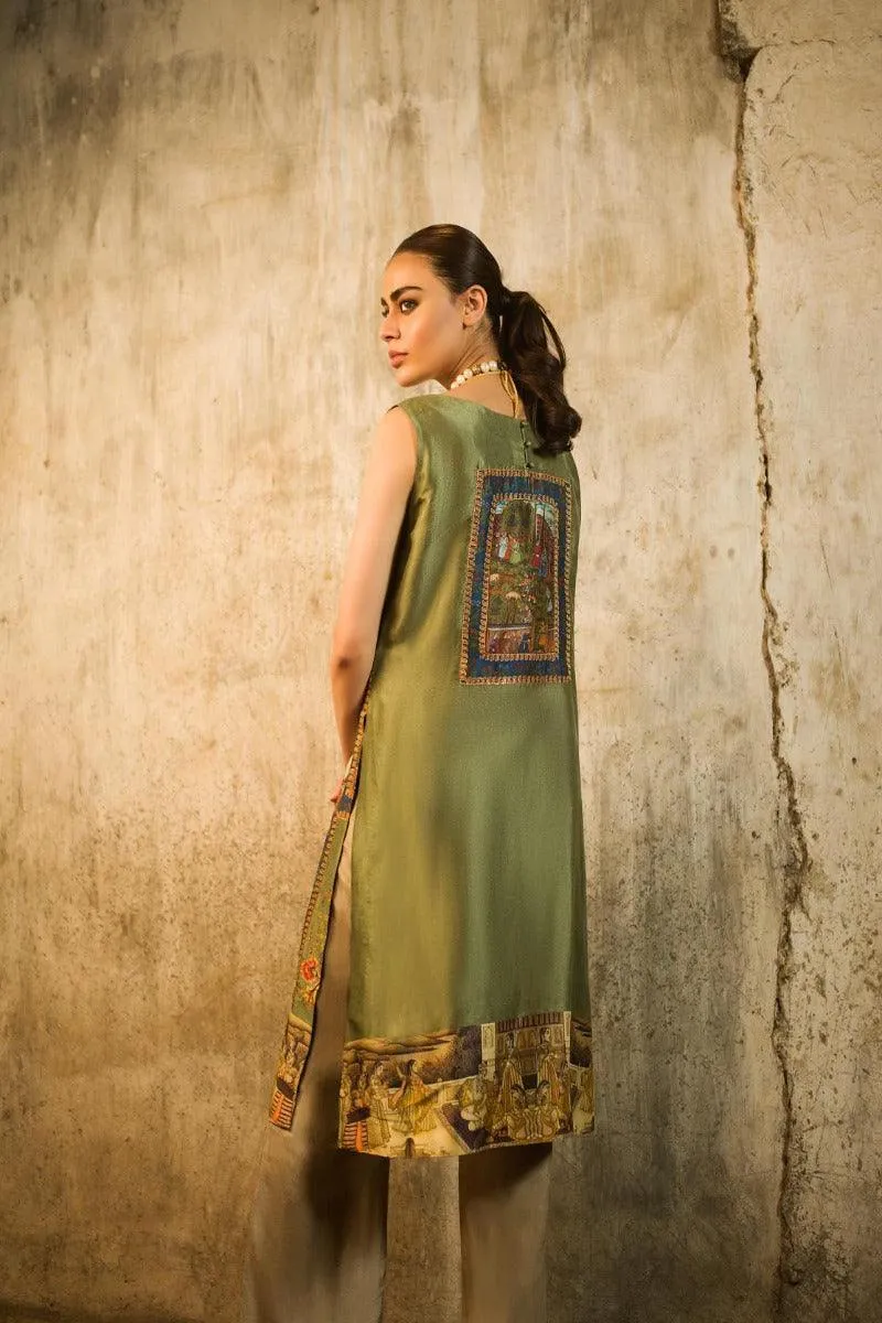 Shamaeel - Mughal Prints Silk Tunic - M2