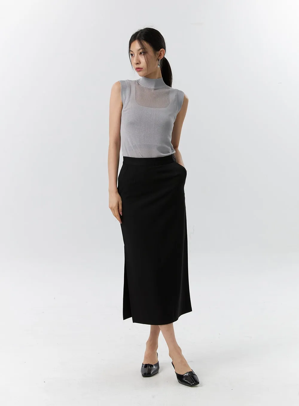 Side Slit Maxi Skirt IL321