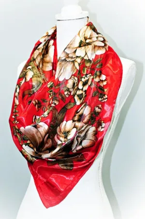 Silk Scarf Women's Fashion Pattern Large Squar Polyester Headscarf