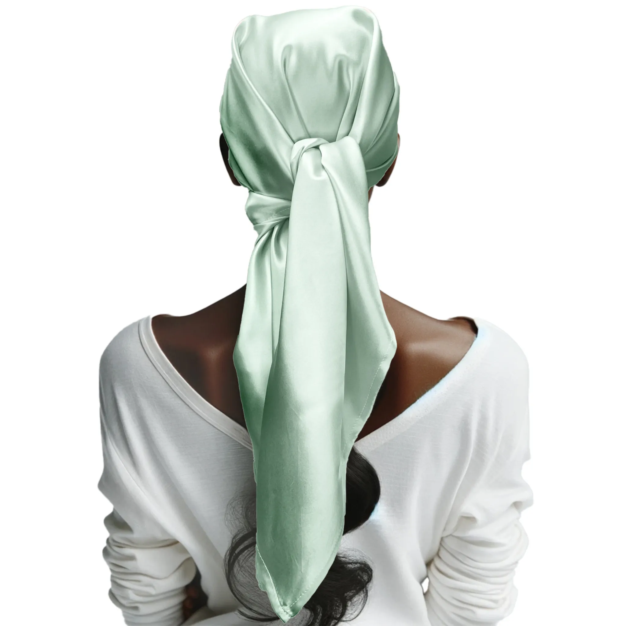 Silk Square Head Scarf - Green