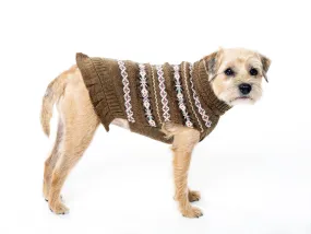 Skirted Ruffle Sweater - Wool Dog Sweater - Brown