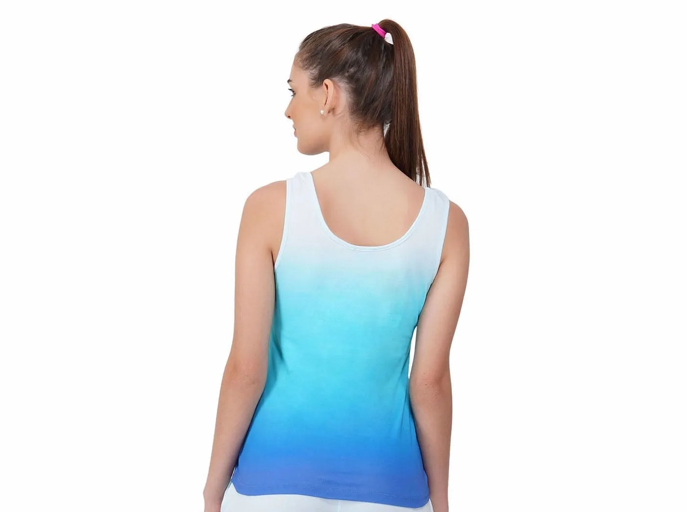 SLAY. Women's White to Blue Ombre Tank Top