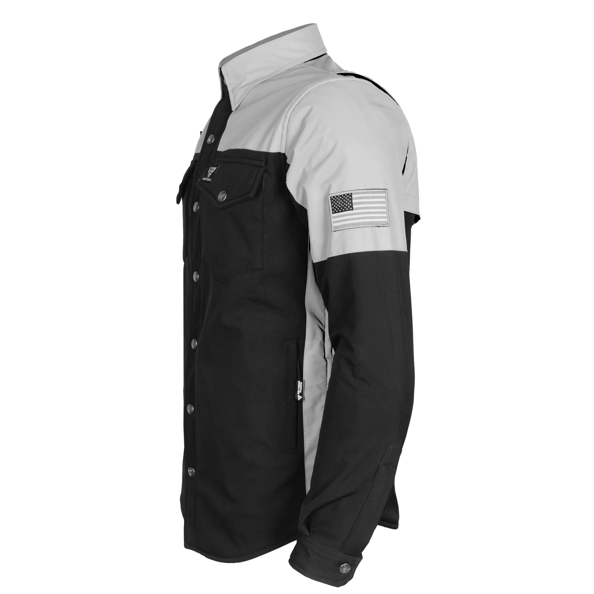 SoftShell Reflective "Alloy Ecplise" Winter Jacket for Men - Black and Silver with Pads