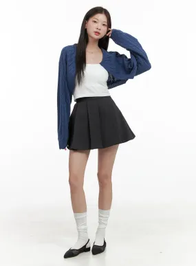 Solid Pleated Mini Skirt OG419