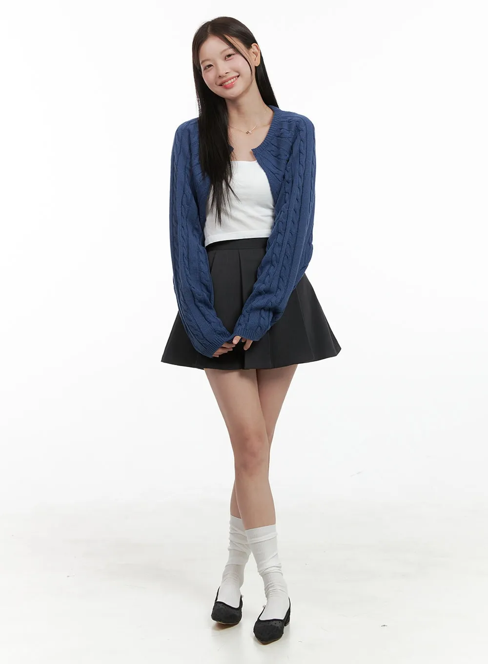 Solid Pleated Mini Skirt OG419