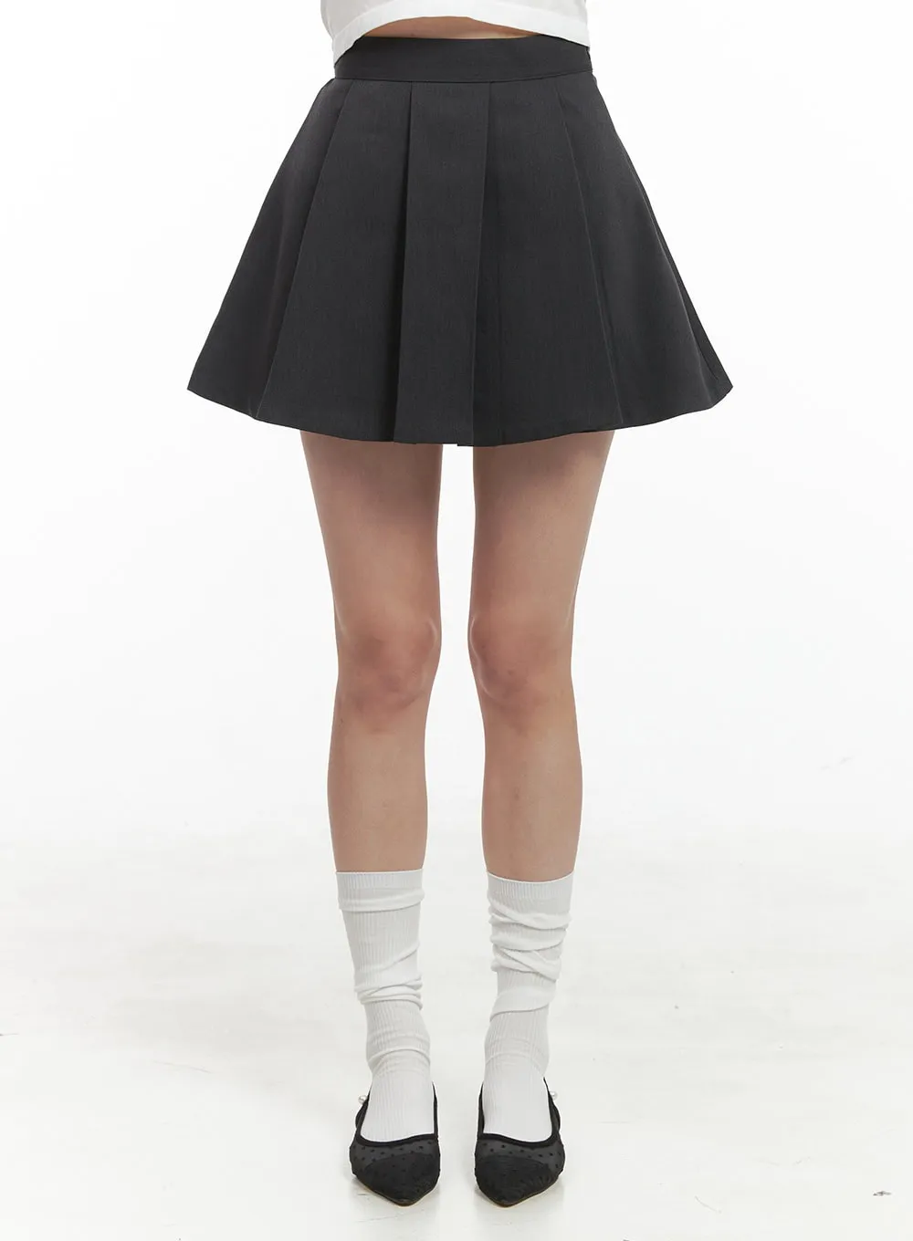 Solid Pleated Mini Skirt OG419