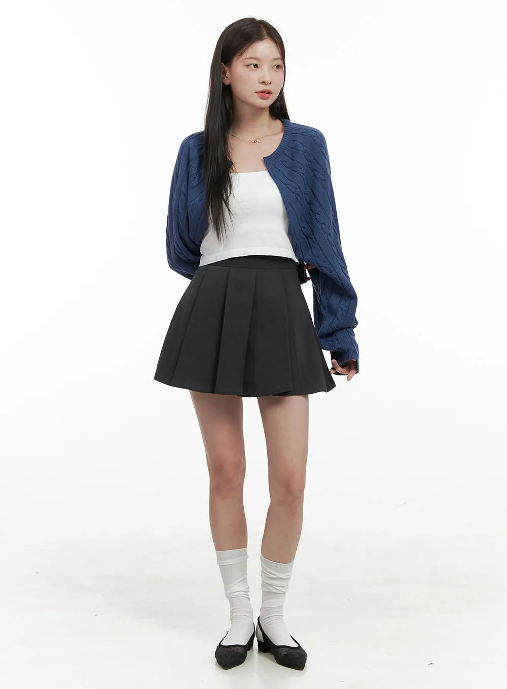 Solid Pleated Mini Skirt OG419