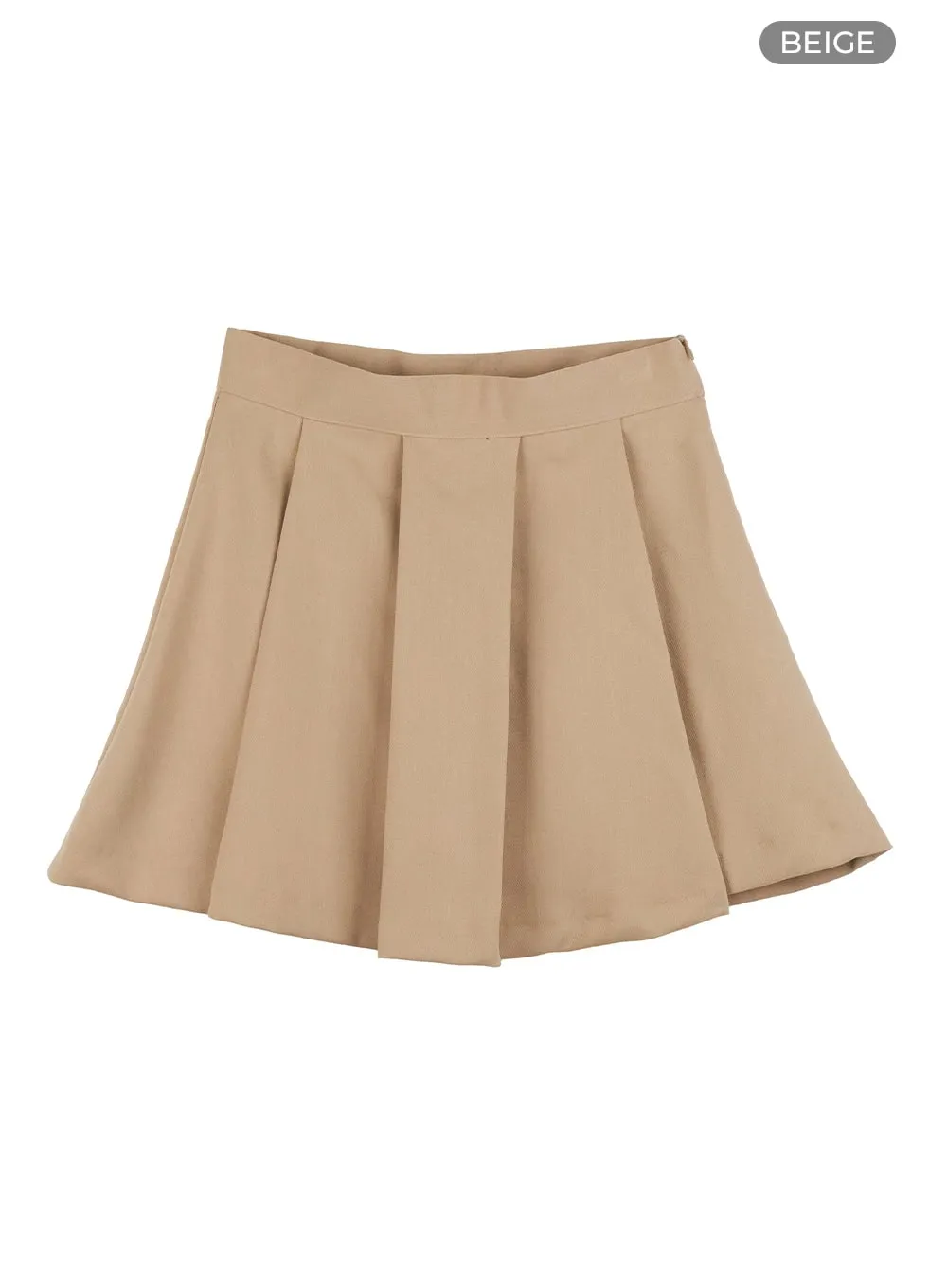 Solid Pleated Mini Skirt OG419