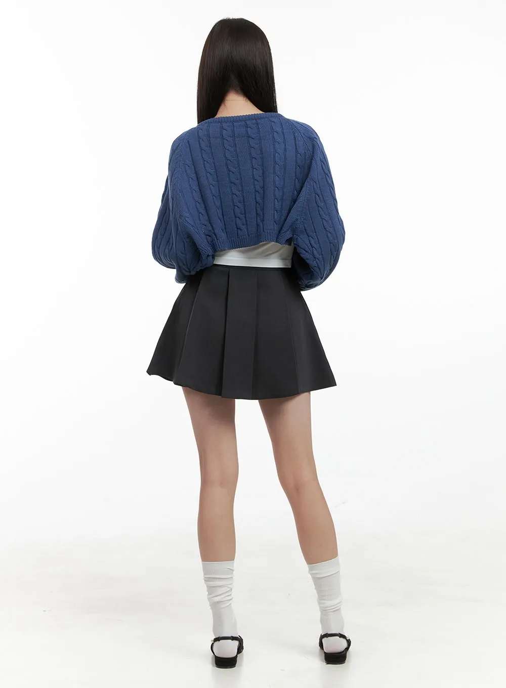 Solid Pleated Mini Skirt OG419