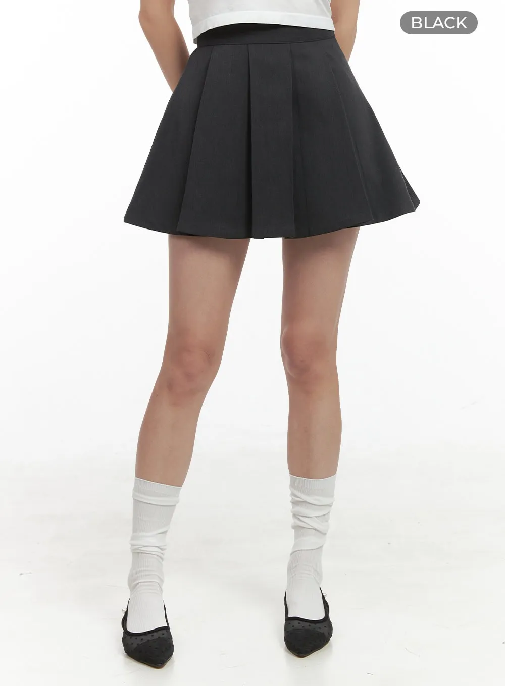 Solid Pleated Mini Skirt OG419