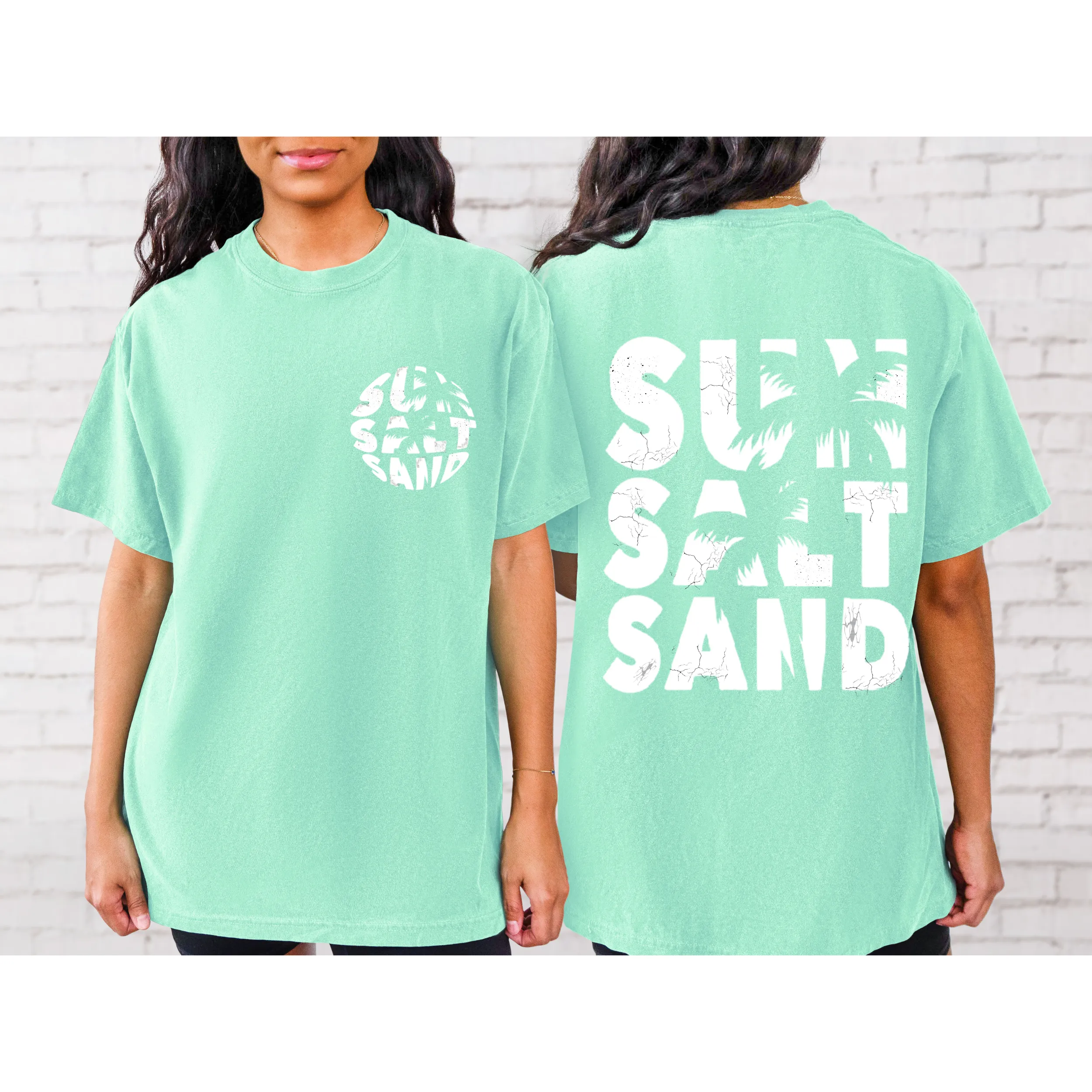 Sun, Salt, Sand Comfort Colors® T-Shirt, Front and Back Retro Design T-Shirt Dress, 1970's Summer Beach Tee