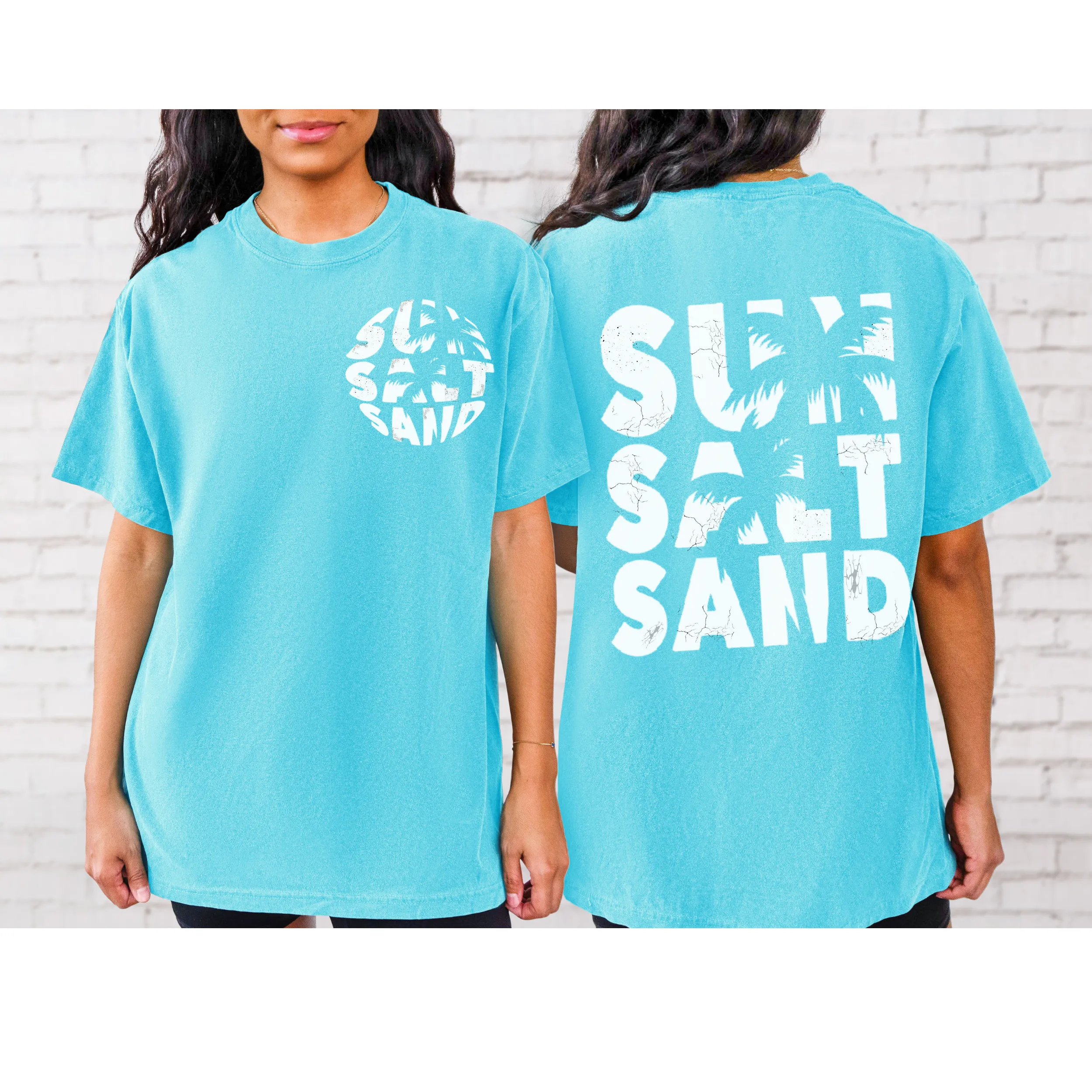 Sun, Salt, Sand Comfort Colors® T-Shirt, Front and Back Retro Design T-Shirt Dress, 1970's Summer Beach Tee