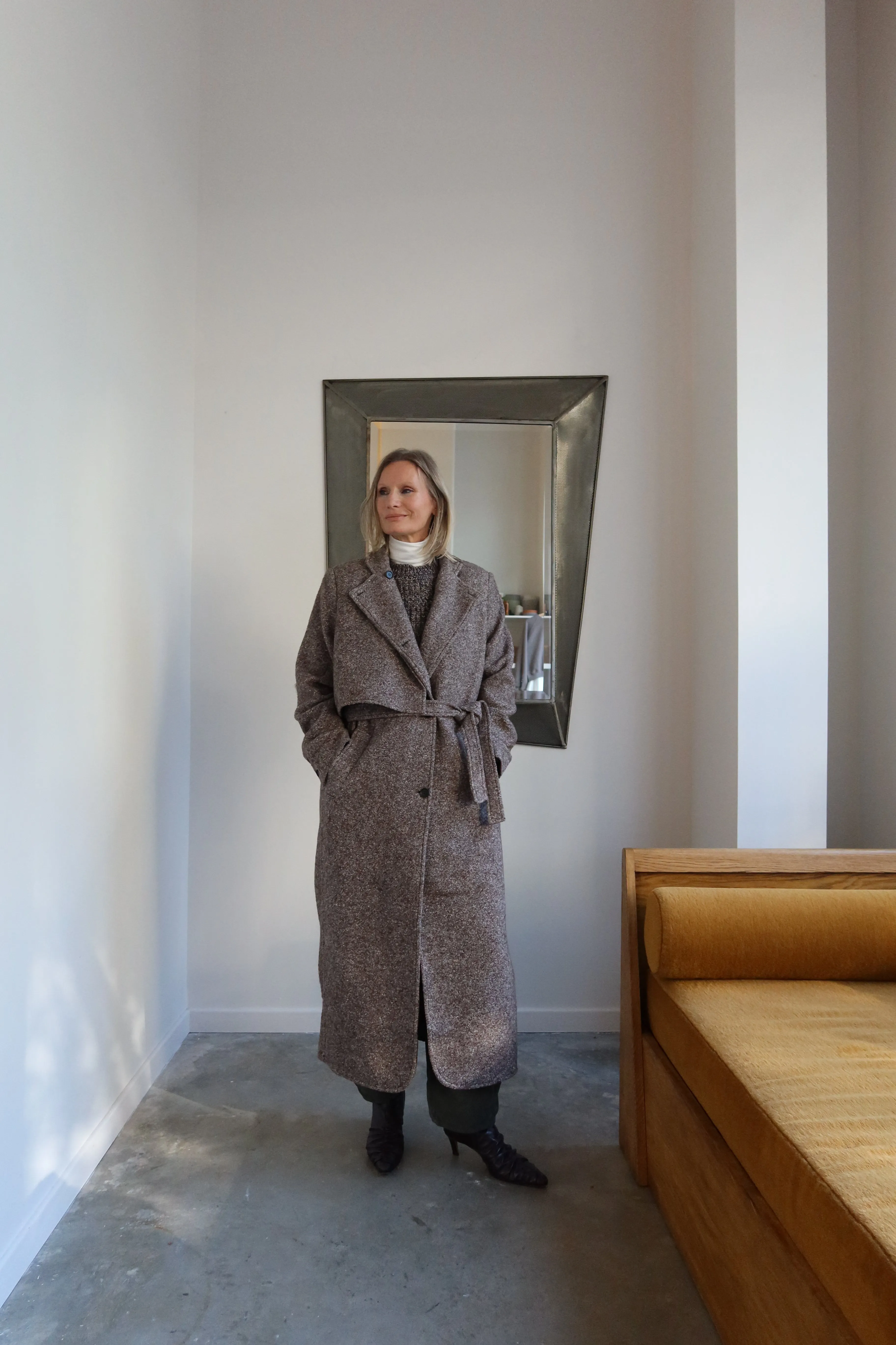 Taupe Wool Evening Coat