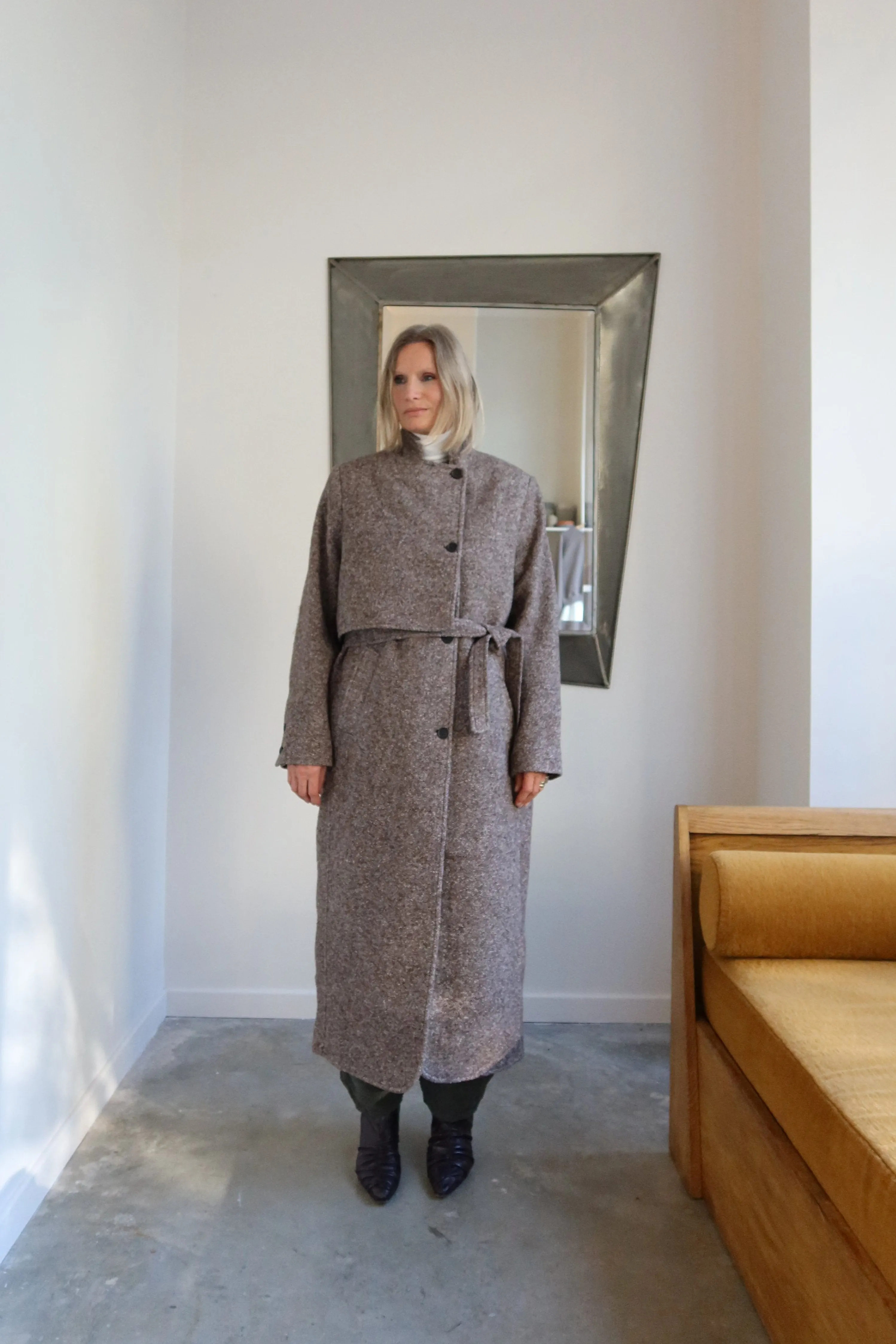 Taupe Wool Evening Coat